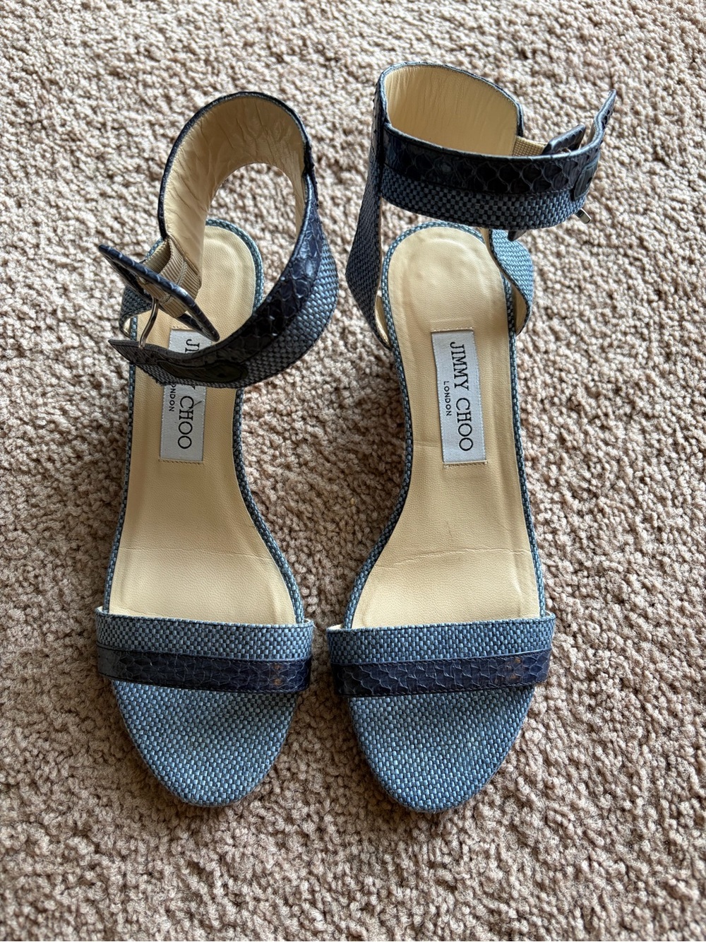 Jimmy Choo Mansy Blue Ankle-Strap Sandals
